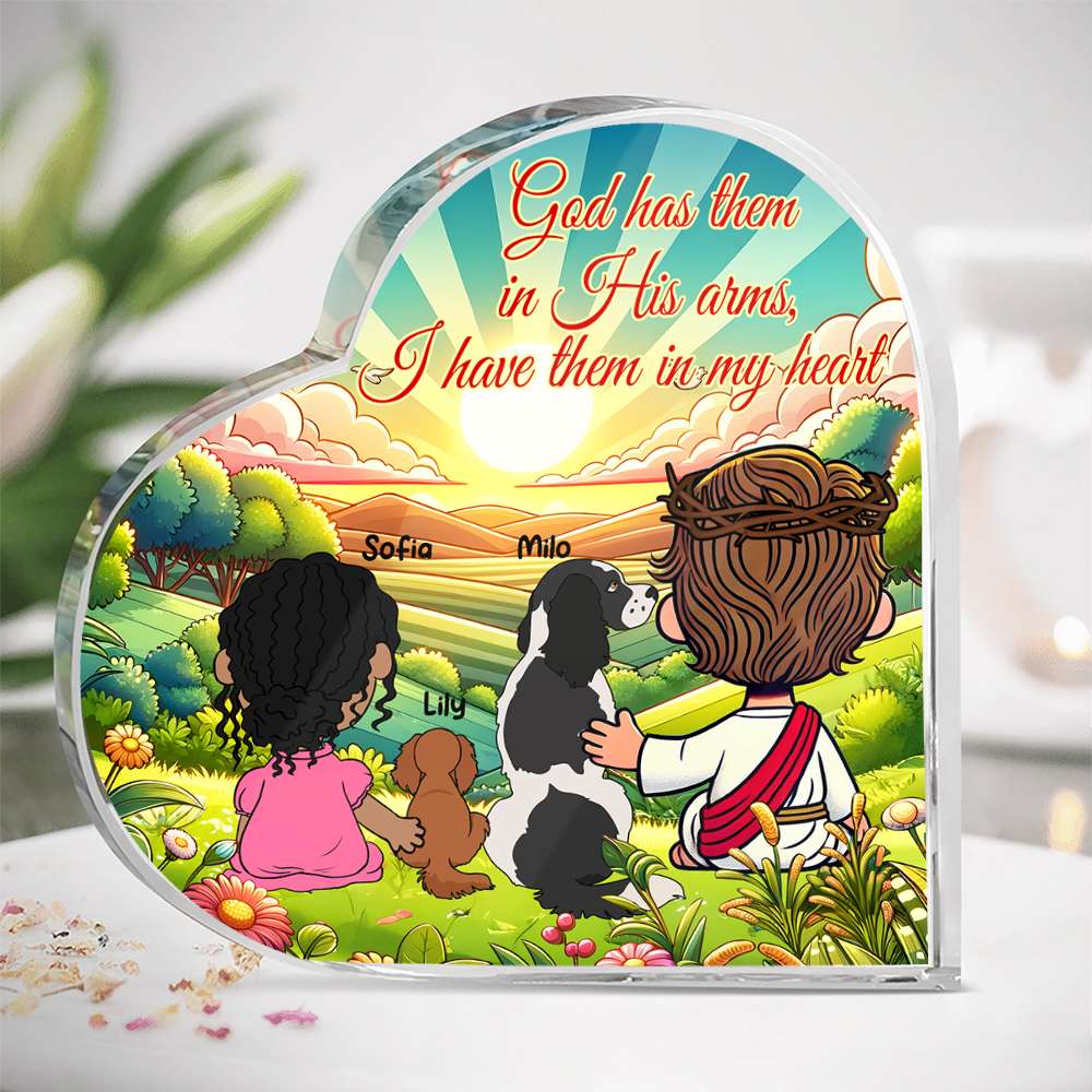 Personalized Gifts For Dog Lovers Heart Plaque, God Has You In His Arms 04TGMH070325HG - Shaped Plaques - GoDuckee