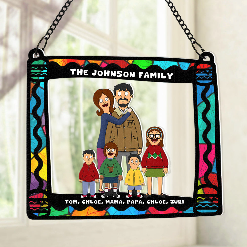 Personalized Gifts For Family Window Hanging Suncatcher Ornament Cartoon Family 01ACDT110225HG - Ornament - GoDuckee