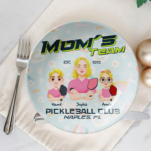 Personalized Gift For Pickleball Mom Ceramic Round Plate- Mom's Team 01XQLU200325PA - Ceramic Round Plate - GoDuckee
