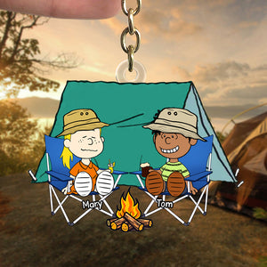 Personalized Gifts For Camping Couple Keychain, Keys To Happy Camper 03qhtn110125pa - Keychains - GoDuckee