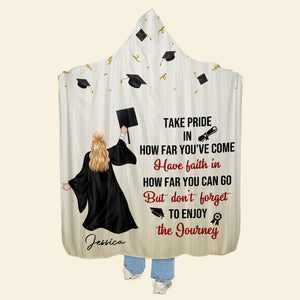 Personalized Gifts For Graduation Wearable Blanket Hoodie Enjoy The Journey - Blankets - GoDuckee