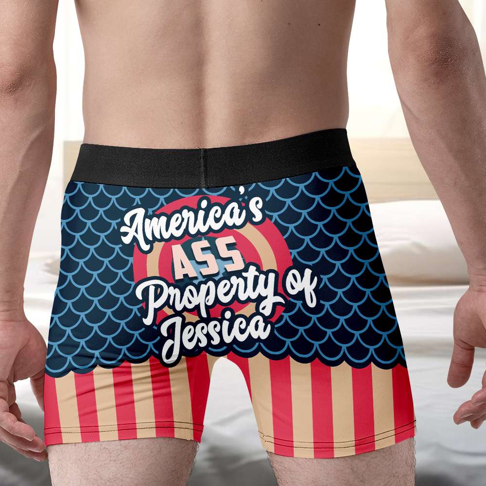 Personalized Gifts For Couple Men's Boxers America's Ass Property - Boxers & Briefs - GoDuckee