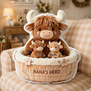 Cute Highland Cow Custom Pillow - Personalized Gifts For Grandma 05NALU280226 - Pillow - GoDuckee