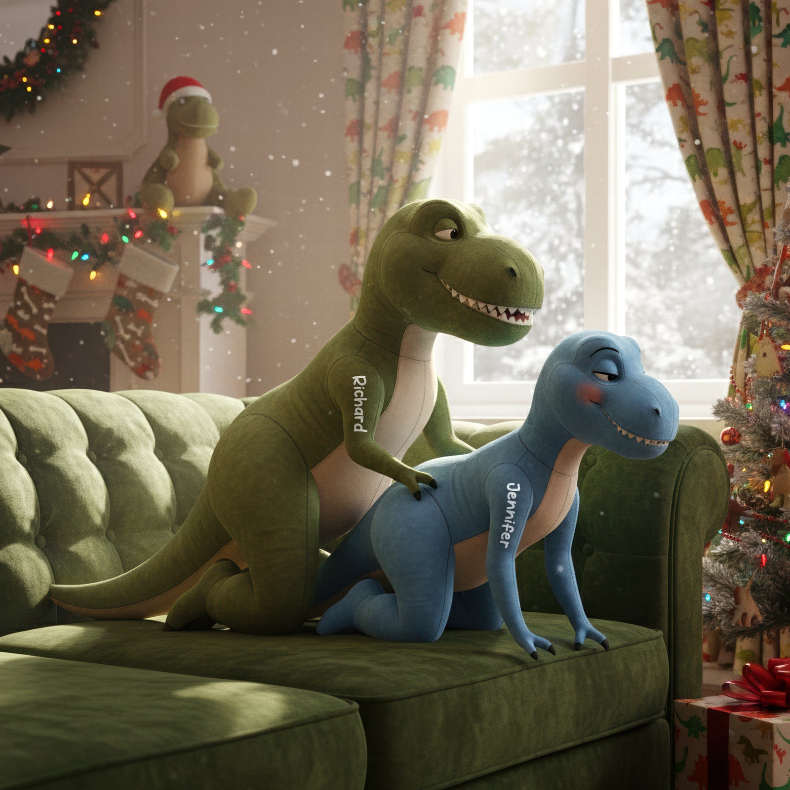 Naughty Dinosaur Couple Pillow - Personalized Gifts For Couple 05ohqn131125 - Pillow - GoDuckee