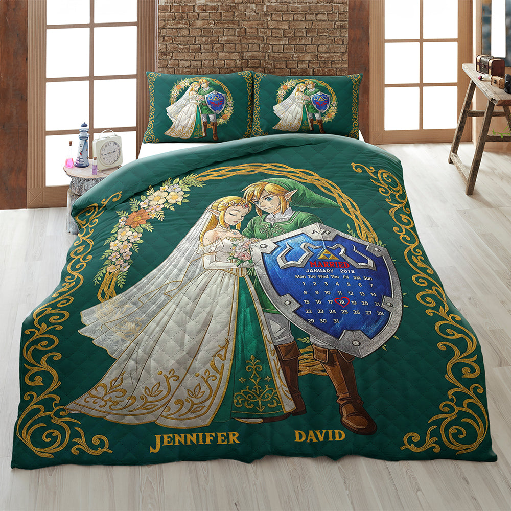 Wedding Couple Quilt Bed Set - Personalized Gifts For Couple 02naqn090725 - Blanket - GoDuckee