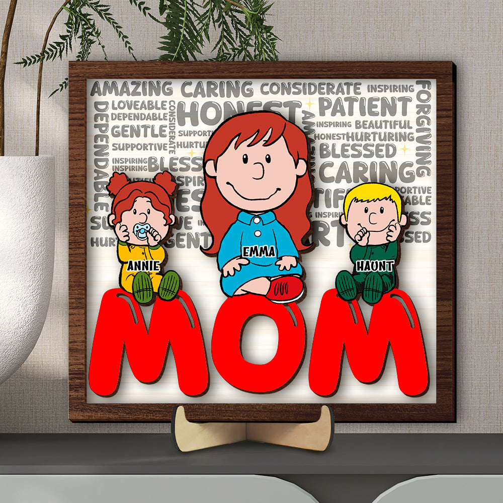 Personalized Gifts For Moms 2 Layers Wood Sign Moms & Little Ones 02TOLU090125HH - Wood Sign - GoDuckee