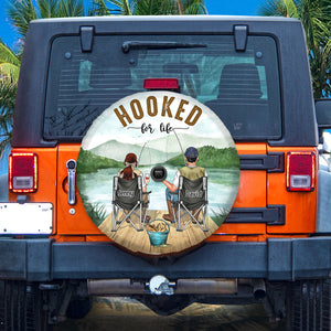 Hooked For Life - Personalized Couple Tire Cover Gift For Couple Fishing Lovers - Tire Cover - GoDuckee