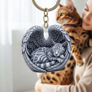 Cat In Heaven Acrylic Keychain- Personalized Gifts For Cat Lovers 01OHLU190625 - Keychains - GoDuckee