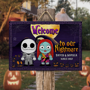 Welcome To Our Nightmare-Personalized Wood Sign- Gift For Halloween- Couple Wood Sign-happyc-03htqn090823 - Wood Sign - GoDuckee