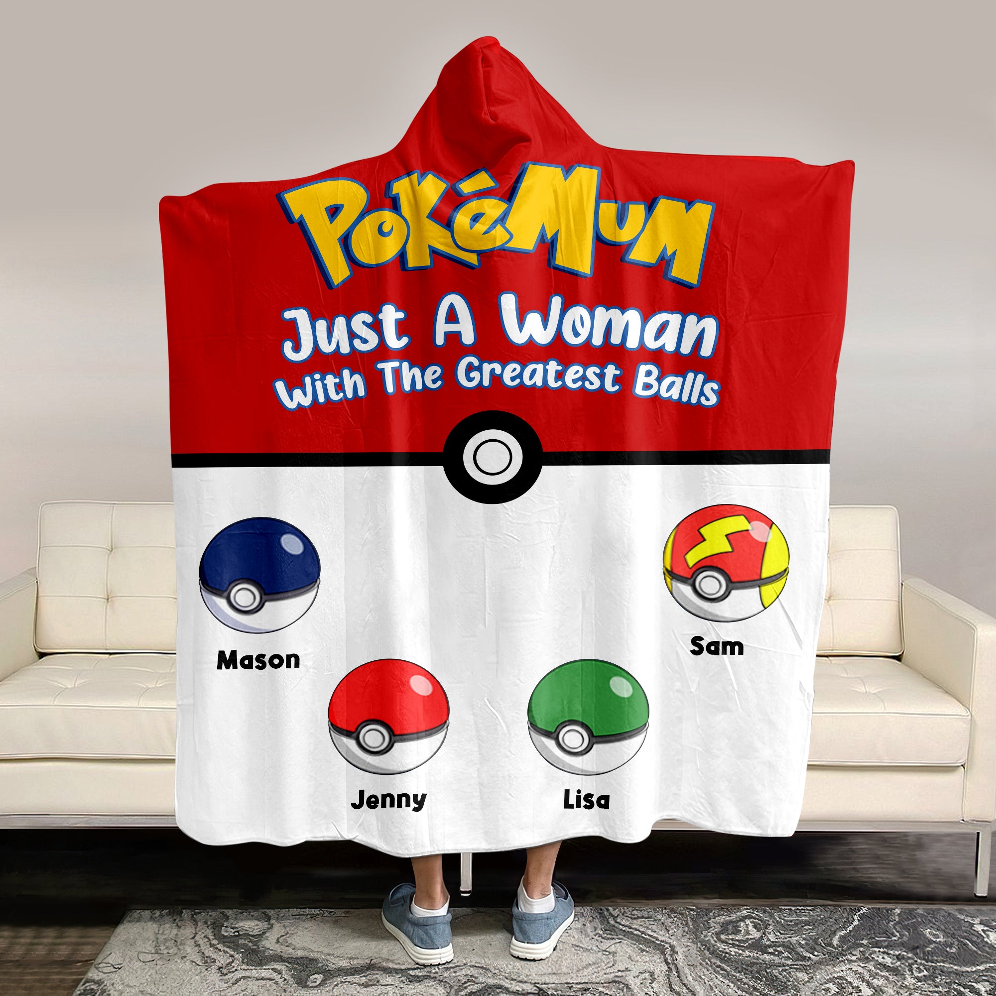 Personalized Gifts For Mom Wearable Blanket Hoodie Just A Woman With The Greatest Balls 02ohmh200324 - Blankets - GoDuckee