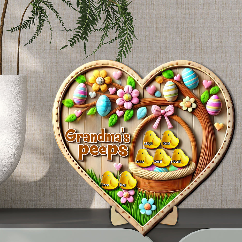 Personalized Gift For Grandmas 2 Layers Wood Sign Adorable Chick Easter Basket 03TGLU050225 - Wood Sign - GoDuckee