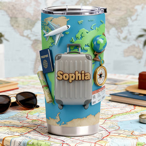 Adventure Awaits Travel Tumbler - Personalized Gift For Travel Lovers 05KILU060126 - Tumbler Cup - GoDuckee