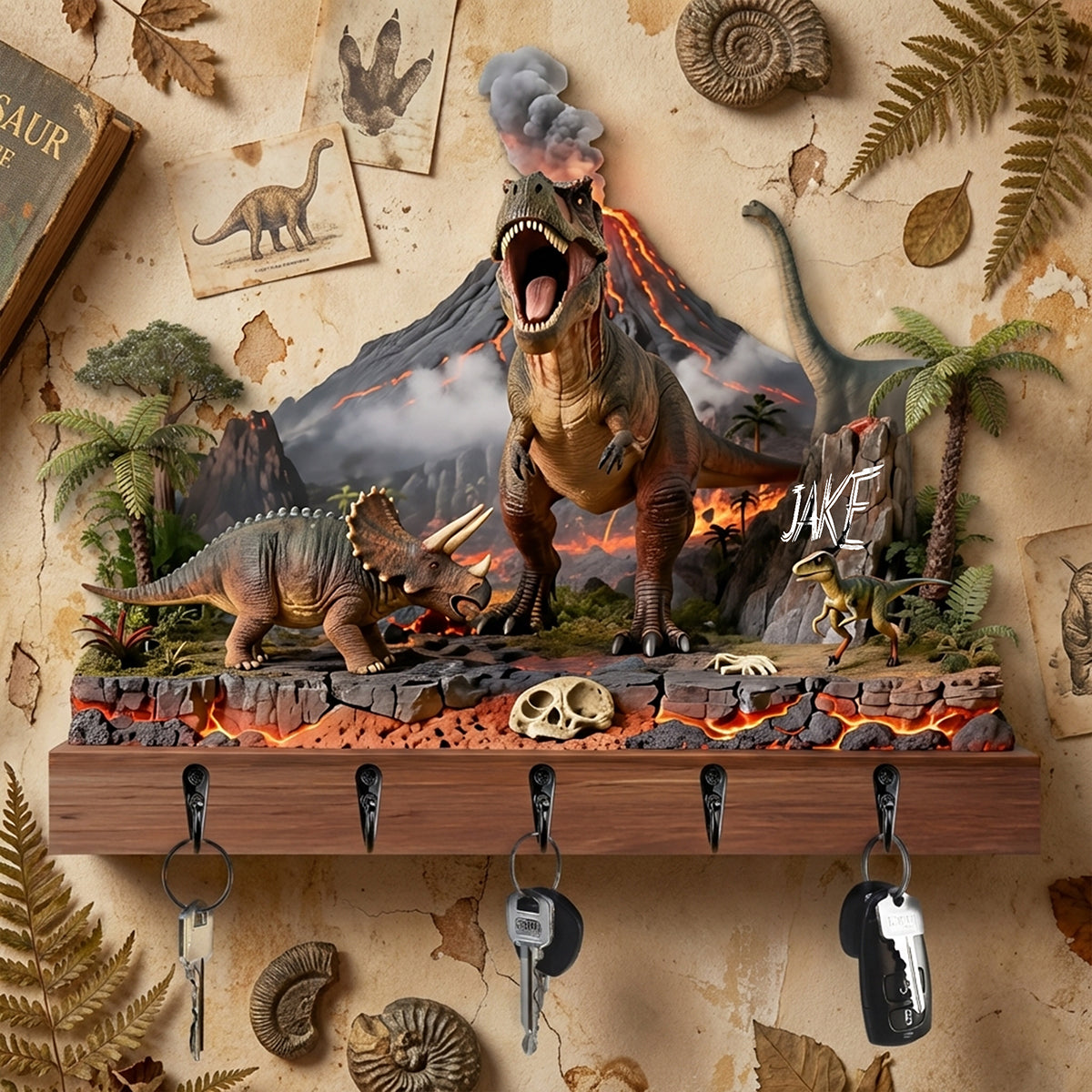 Dinosaur Acrylic Key Hanger - Personalized Gifts For Dinosaur Lovers 04hyta150126 - Key Hanger - GoDuckee