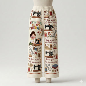 Sewing Is A Therapy Pajama Pants - Personalized Gift For Sewers 03PALU140126 - Pajama Pant - GoDuckee