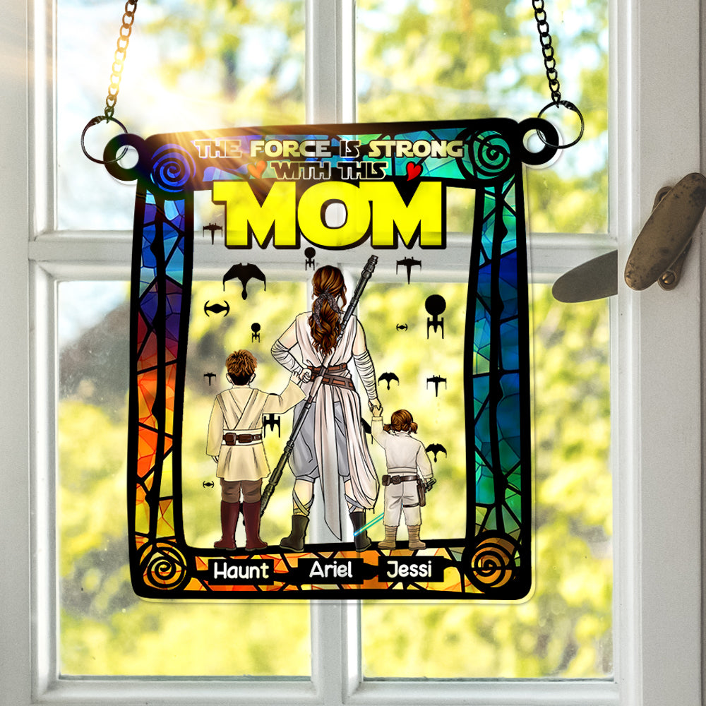 Personalized Gifts For Mom Suncatcher Ornament Strong Mom & Her Little Ones 05XQLU270225HHHG - Ornament - GoDuckee