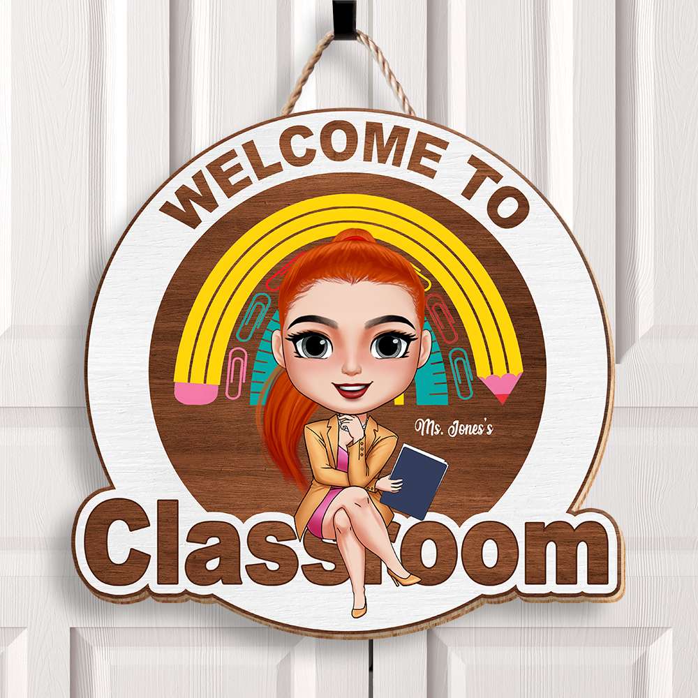 Personalized Gift For Teacher Wood Sign Welcome To Classroom - Wood Signs - GoDuckee