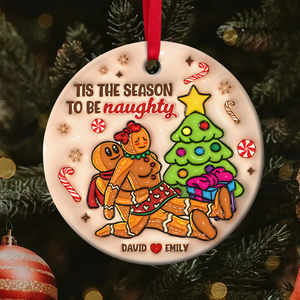 Personalized Gifts For Couple Gingerbread Naughty Ornament 01OHPU311024 - Ornament - GoDuckee