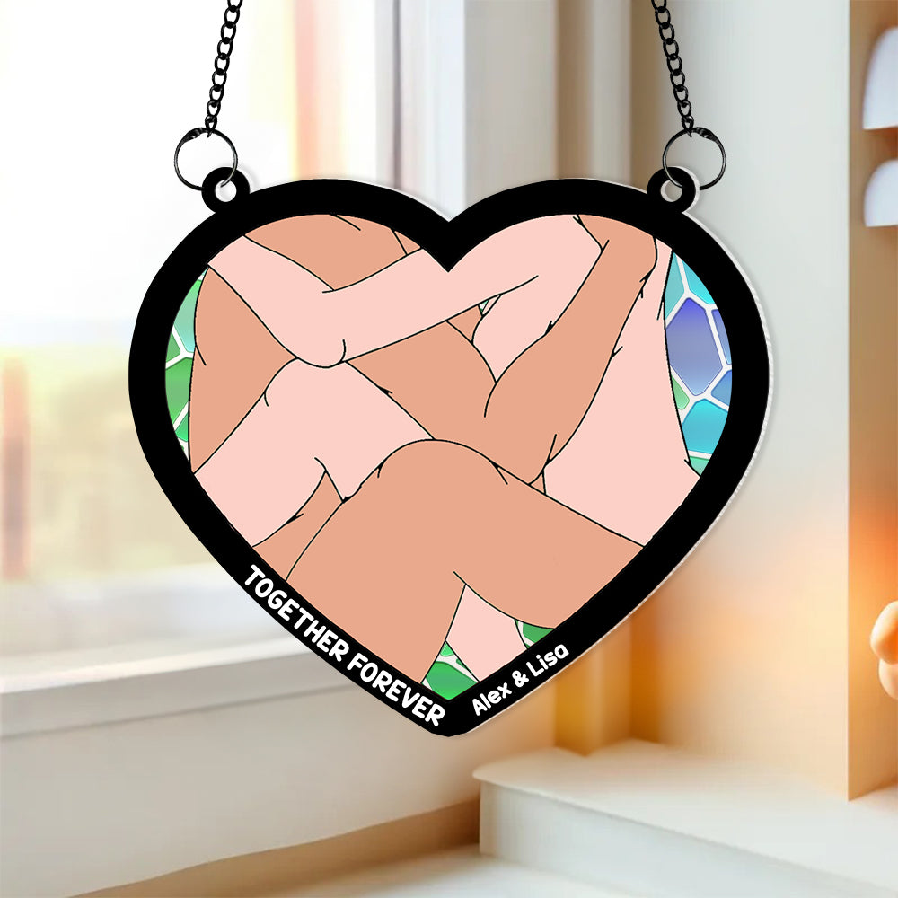 Personalized Gifts For Couple Suncatcher Window Hanging Ornament 032OHMH050624 - Ornaments - GoDuckee