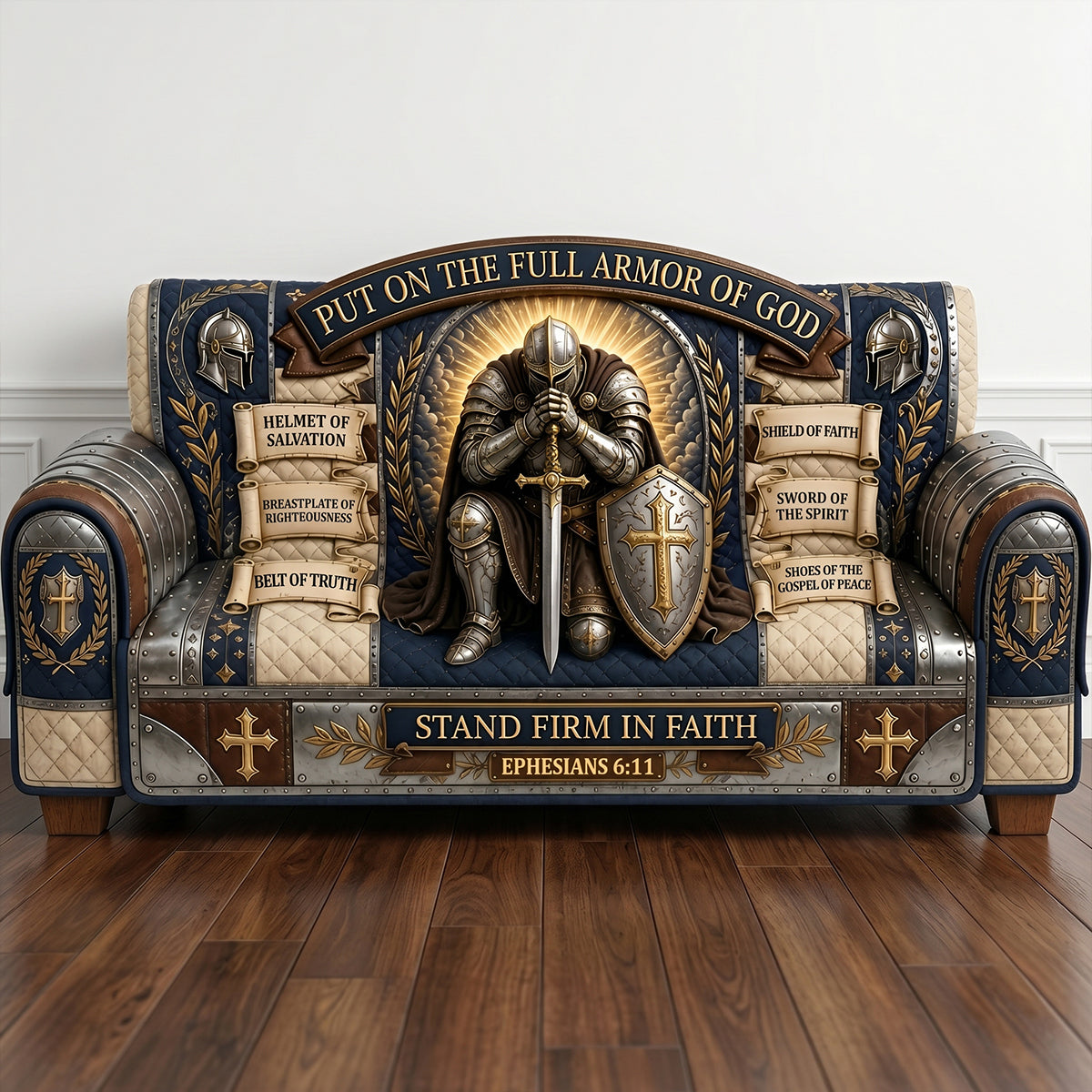 Armor Of God Quilted Sofa Cover - Personalized Gifts For Christian 02tytn220626 - Sofa Cover - GoDuckee