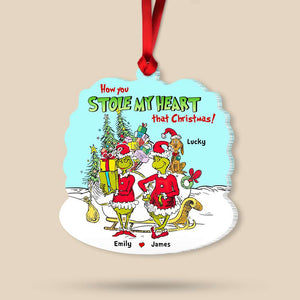 How You Stole My Heart That Christmas, Couple Gift, Personalized Acrylic Ornament, Green Monster Couple Ornament, Christmas Gift 05HTHN260923 - Ornament - GoDuckee