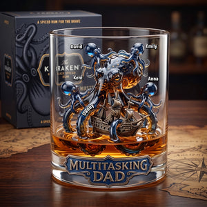 Ancient Octopus Dad Round Glass - Personalized Gifts For Drinking Dads 05QHQN150526 - Glass - GoDuckee