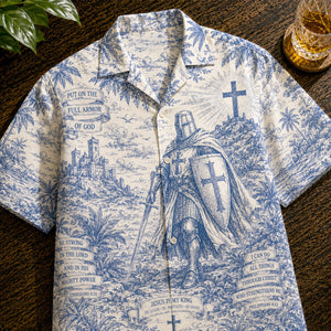 Knight Templar Toile De Jouy Hawaiian Shirt - Personalized Gifts For Christians 03natn170626