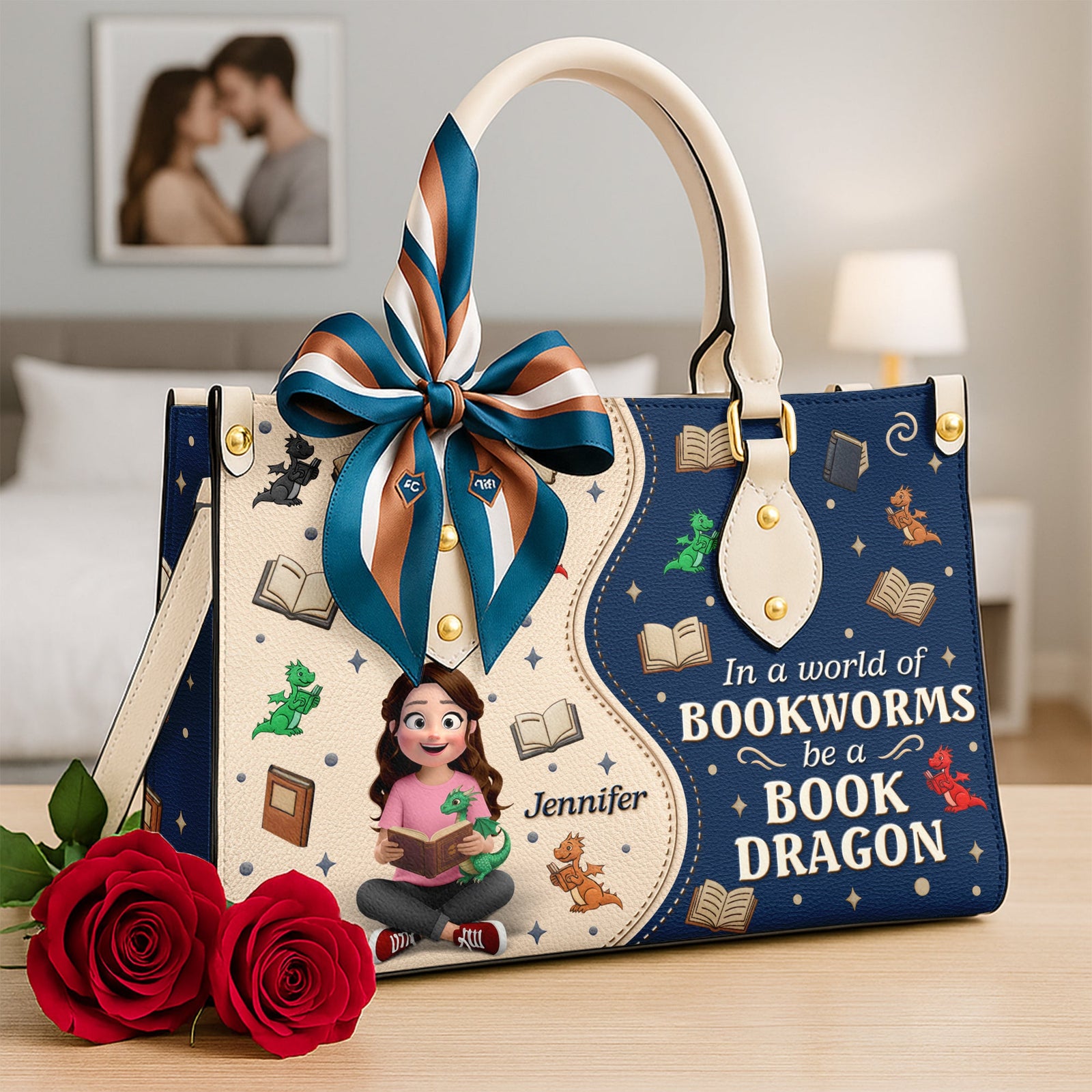 Book And Dragon Leather Bag - Personalized Gifts For Book Lovers 04naqn291225 - Leather Bag - GoDuckee