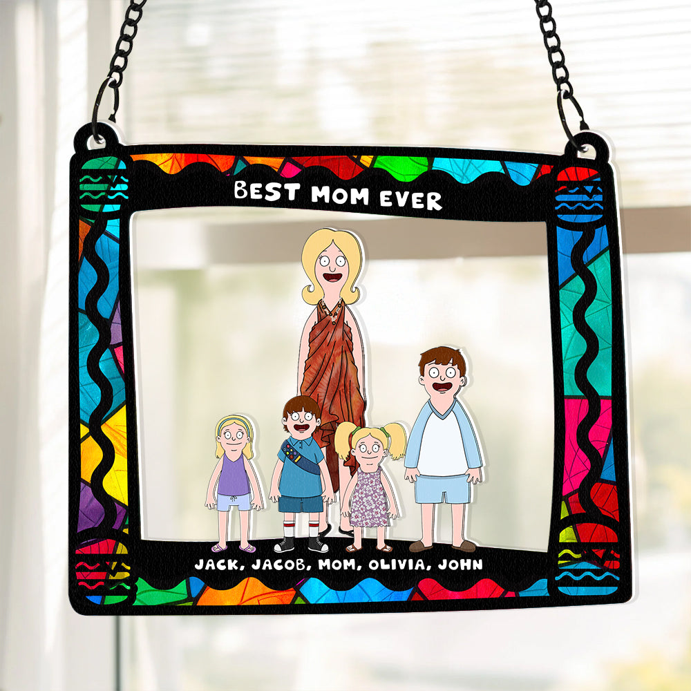 Personalized Gifts For Mom Window Hanging Suncatcher Ornament Best Mom Ever 03ACDT030325HG - Ornament - GoDuckee