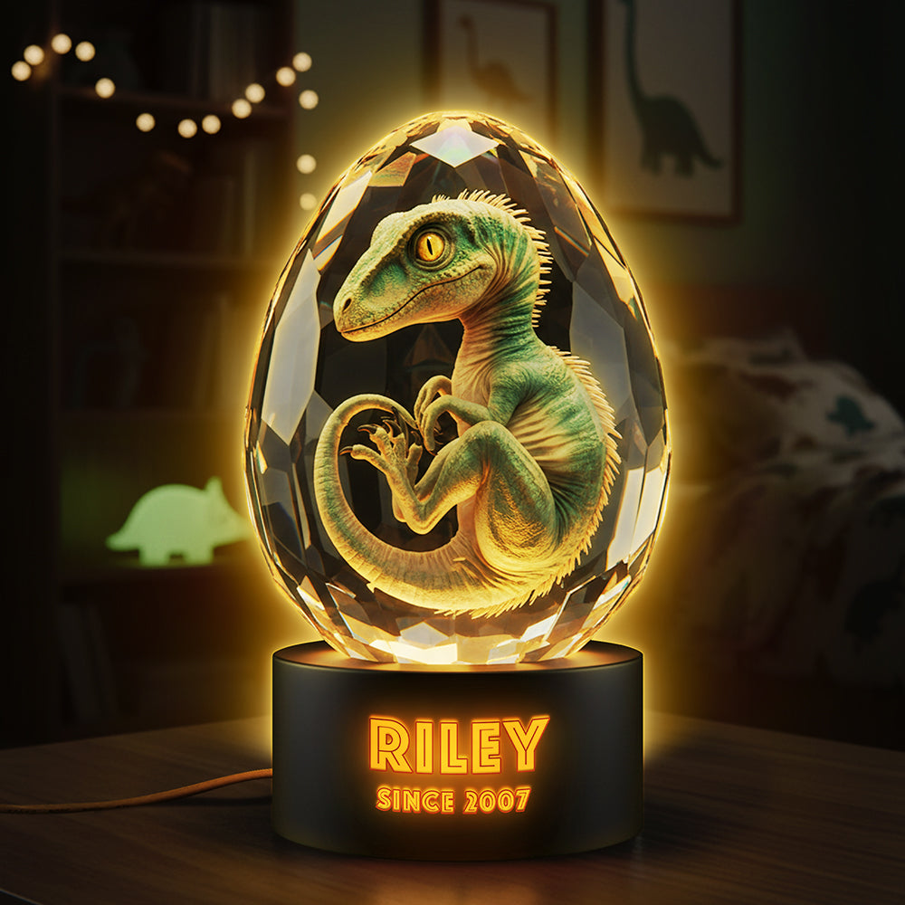 Cute Dino In Glass Egg Light Box - Personalized Gift For Dinosaur Lovers 04HYTA111225 - Light Box - GoDuckee
