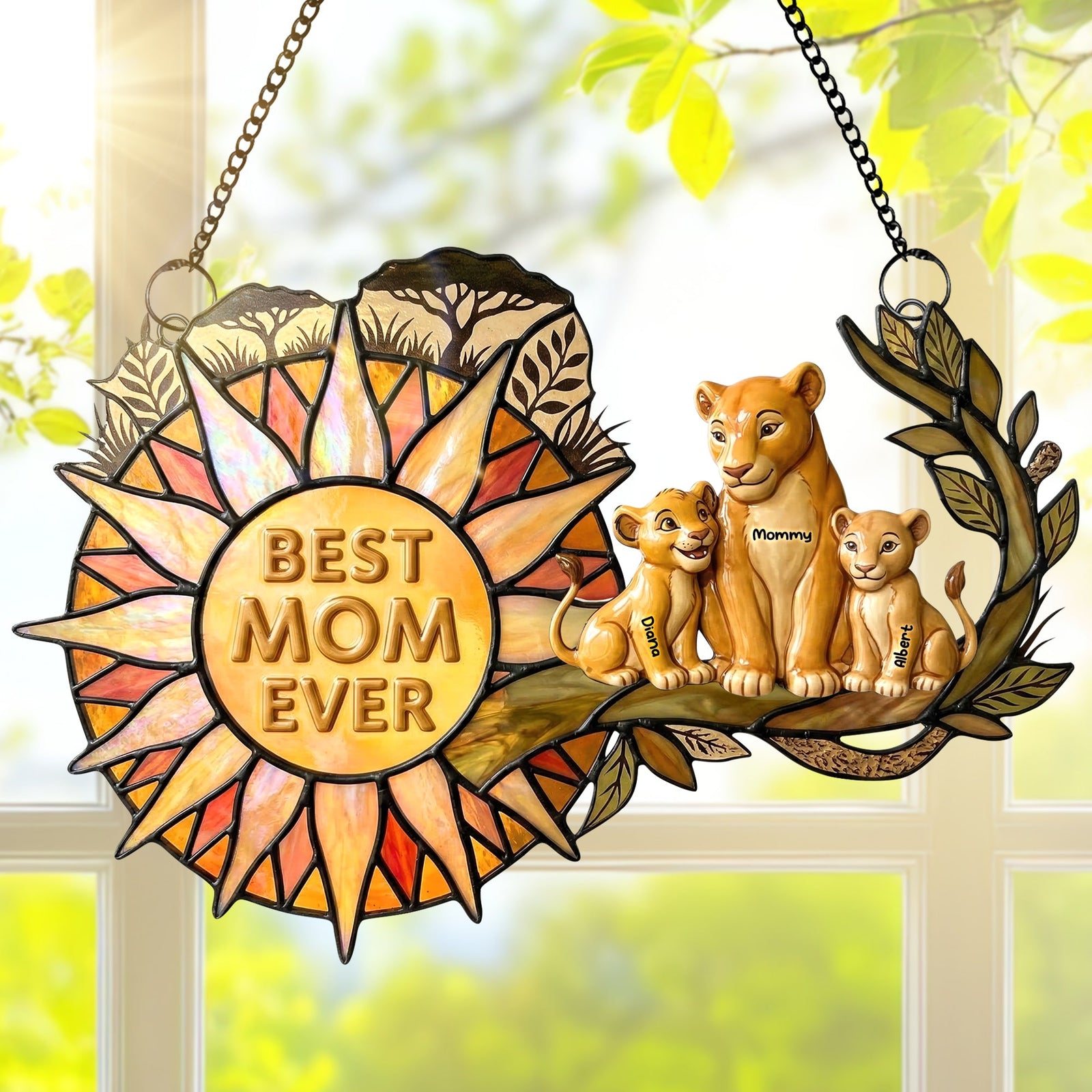 Best Mom Ever Suncatcher Ornament - Personalized Gifts For Mom 03NAQN200326 - Ornament - GoDuckee