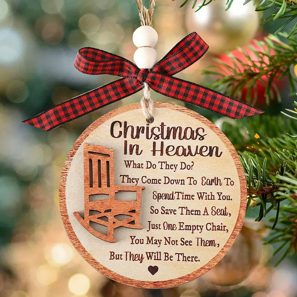 Christmas in Heaven Memorial Ornament Wooden Rocking Chair 02HUXX060924 2 Layers Wooden Ornament - Ornament - GoDuckee