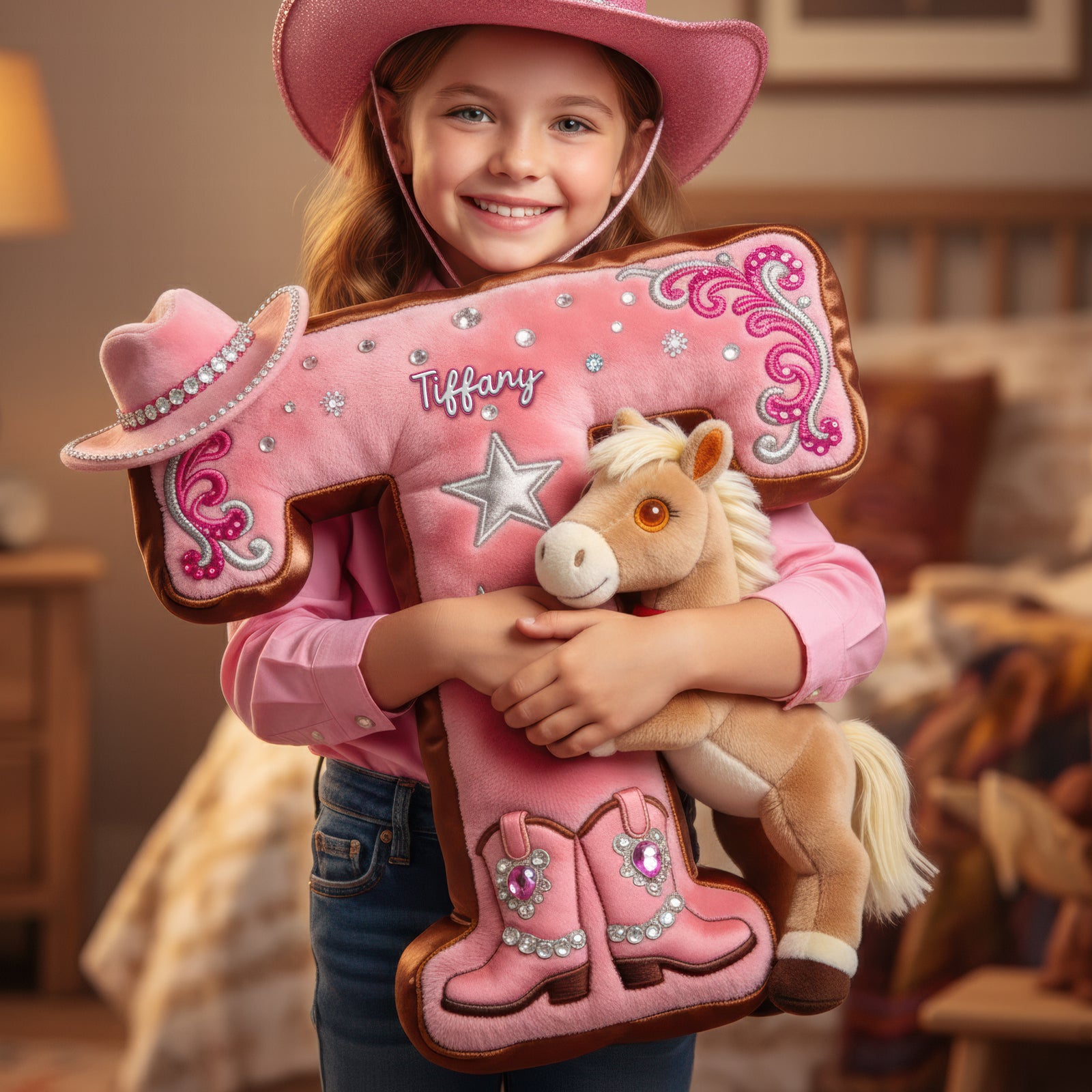 Cowgirl Alphabet Initial Letter Pillow - Personalized Gifts For Horse Lovers 03naqn111225 - Pillow - GoDuckee