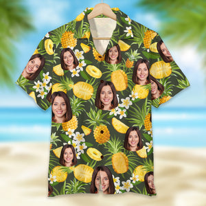 Custom Face Image Personalized Hawaiian Shirt Pineapple Tropical Pattern 02qnqn080623 - Hawaiian Shirts - GoDuckee