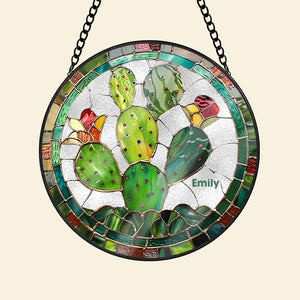 Personalized Garden Decor Gifts Catus Stained Glass Ornament 11acqn240824 - Ornament - GoDuckee