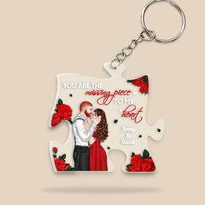 You're The Missing Piece To My Heart, Couple Gift, Personalized Keychain, Couple Puzzle Keychain - Keychains - GoDuckee