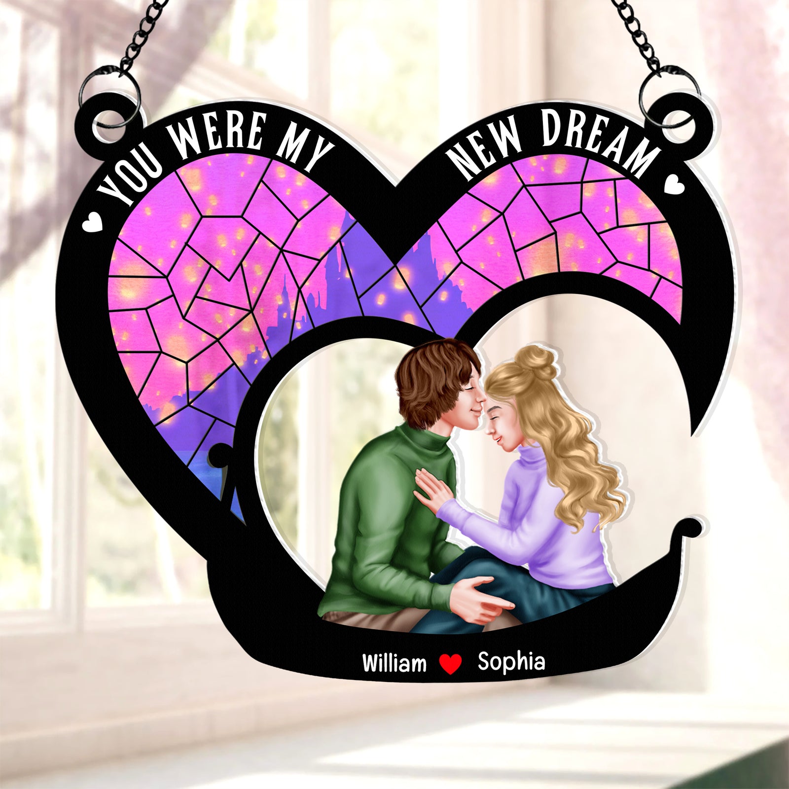 Personalized Gifts For Couple Suncatcher Window Hanging Ornament 04kaqn060624pa - Ornaments - GoDuckee