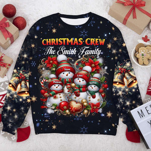 Personalized Christmas Gifts For Family, 3D Shirt 02HUMH190824 Snowman Family In Christmas Winter Scene - AOP Products - GoDuckee