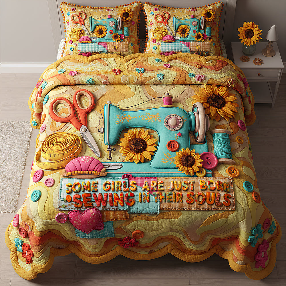 Sewing Girl Quilt Bedding Set Gifts For Sewing Lovers 03PADT261125 - Bedding Set - GoDuckee