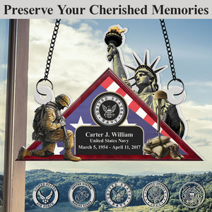 Personalized Gifts For Veteran Suncatcher Window Hanging Ornament 02dtdt010624 - Ornaments - GoDuckee