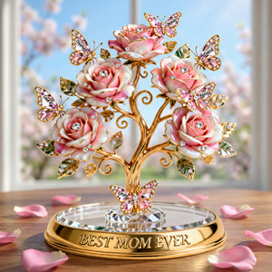 Family Tree Butterfly Rose Acrylic Plaque – Personalized Gifts For Mom 02ohqn030226 - Shaped Plaques - GoDuckee