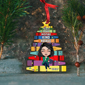 Personalized Gifts For Teacher Crayon Wooden Ornament 01NAMH270824HH - Ornament - GoDuckee