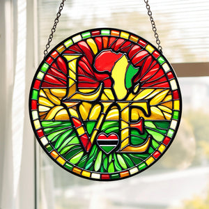 Black Roots Pride Round Stained Glass Suncatcher Ornament 02qhtn030125 Black History Month Decor - Ornament - GoDuckee