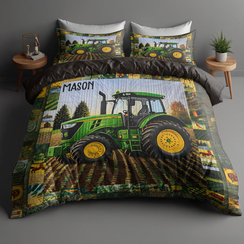Personalized Gifts For Couple Tractor Quilt Bedding Set Special Line 01KADT150125 - Blanket - GoDuckee