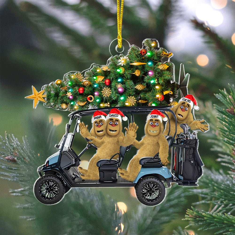 Personalized Gifts For Golf Friends Christmas Ornament, Bigfoot Riding Golf Cart 031qhtn240924 - Ornament - GoDuckee