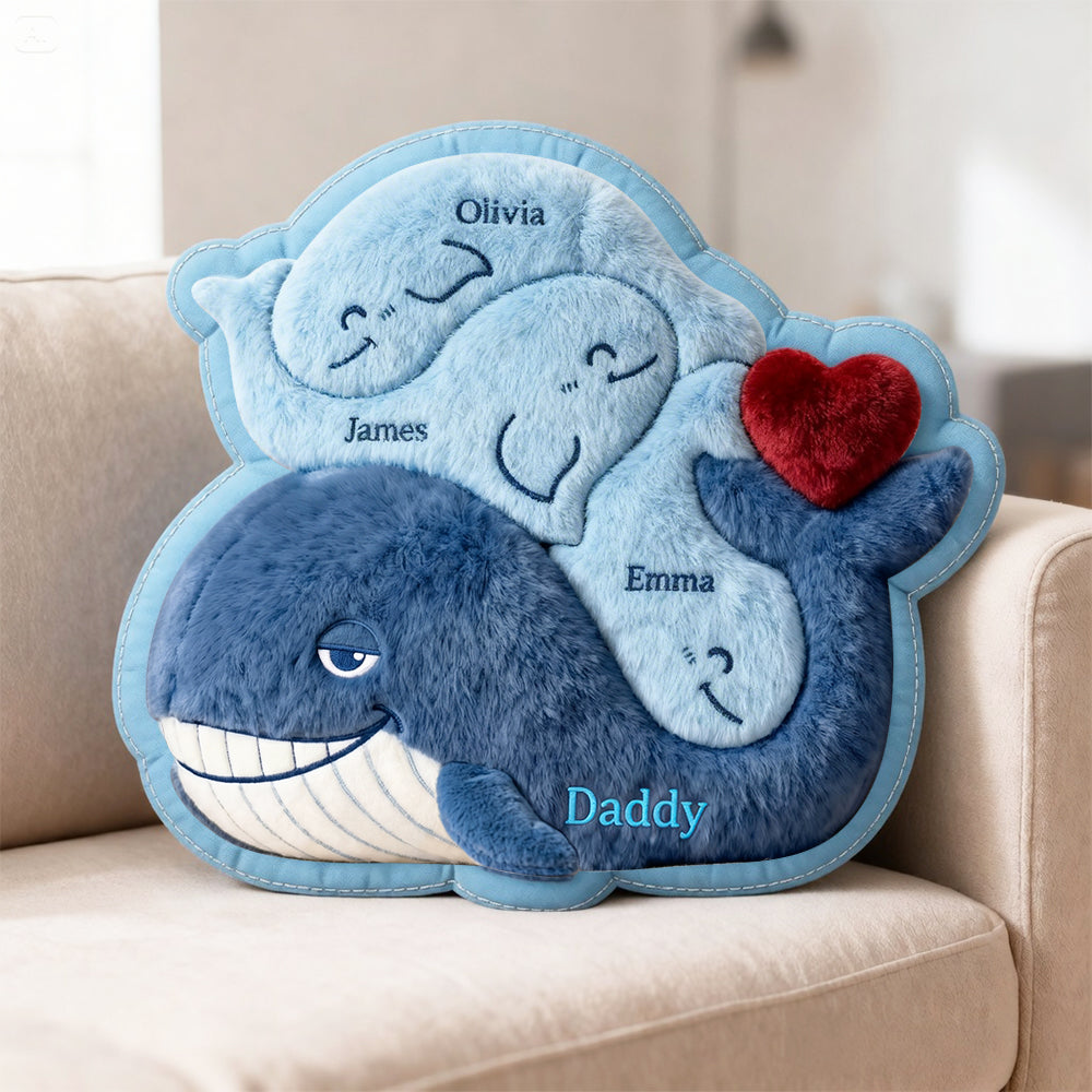 Caring Whale Dad Custom Shape Pillow, Personalized Gifts For Dad 01qhdt060526 - Pillow - GoDuckee