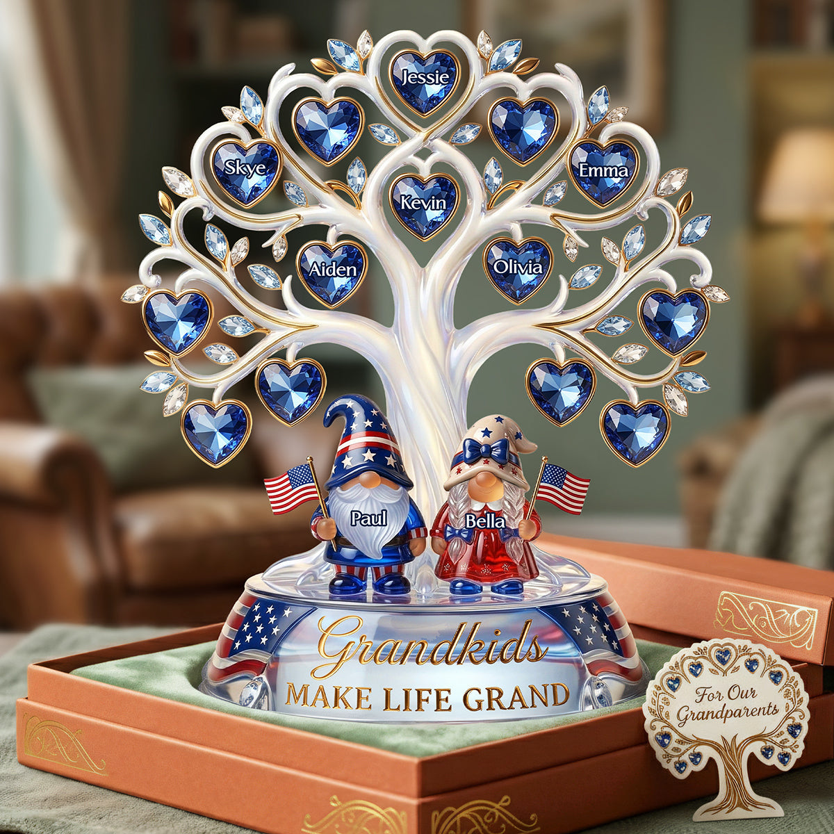 American Gnome Grandparent Acrylic Plaque - Personalized Gifts For Grandparents 02pata020426 - Shaped Plaques - GoDuckee
