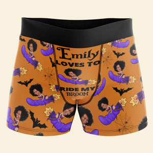 Custom Photo Gifts For Halloween Men's Boxers Loves To Ride My Broom 01xqdc050824 - Boxer Briefs - GoDuckee