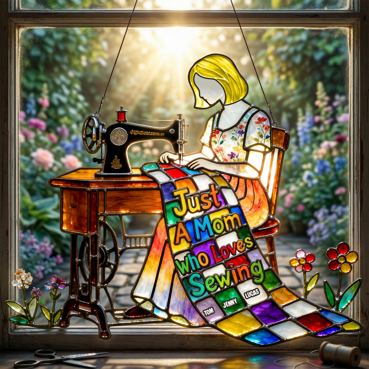 Mom’s Sewing Corner Suncatcher - Personalized Gifts For Mom 04OHTN250326 - Ornament - GoDuckee