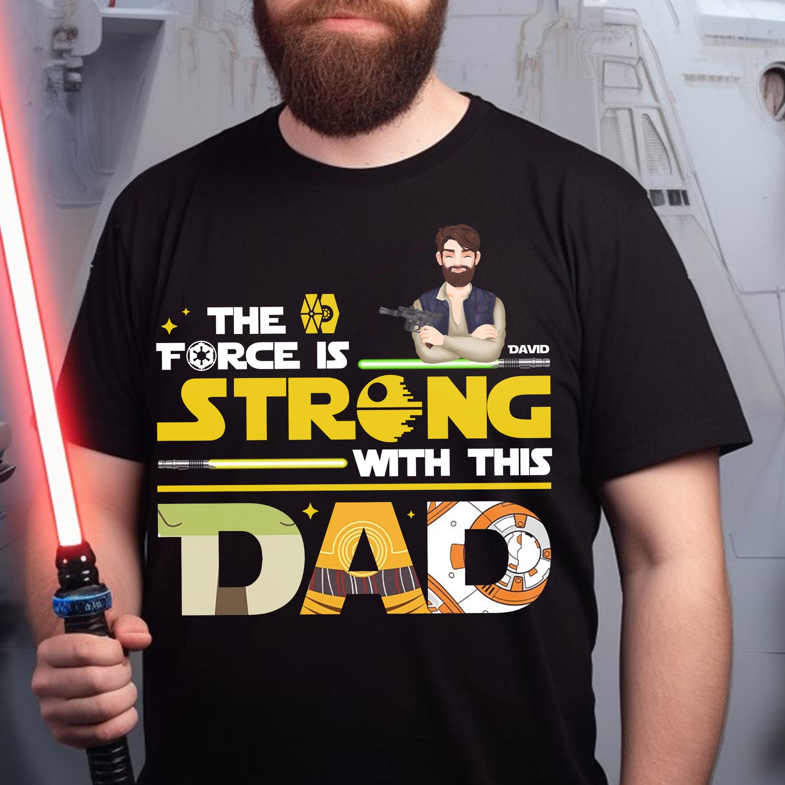 Personalized Gifts For Dad Shirt 022xqtn190325hg The Force Is Strong With This Dad - Shirts - GoDuckee