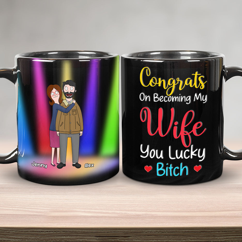 Personalized Gifts For Couple Coffee Mug Congrats On Becoming My Wife You Lucky 03OHMH060225HG - Coffee Mug - GoDuckee